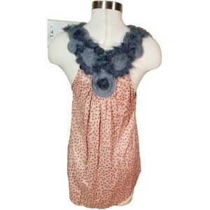 NEW Francesca's Collections Women Tank Tunic Sz Med. Pink Berries Flowers Lace